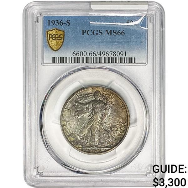 1936-S Walking Liberty Half Dollar PCGS MS66