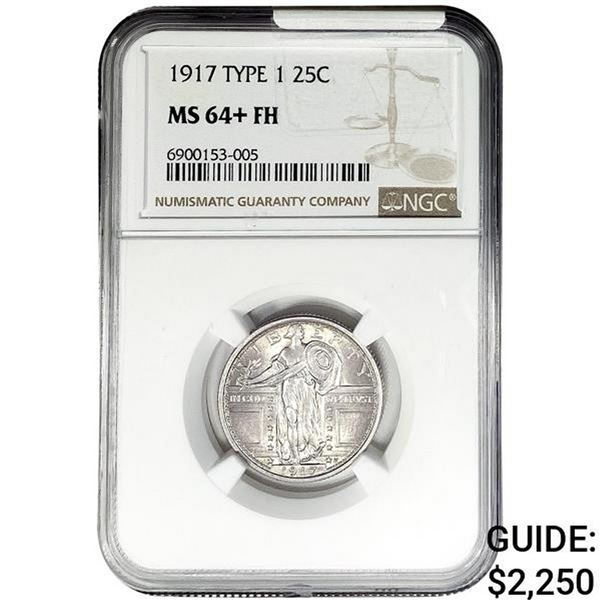1917 Ty1 Standing Liberty Quarter NGC MS64+ FH