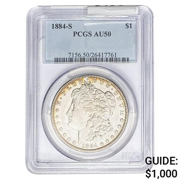 1884-S Morgan Silver Dollar PCGS AU50