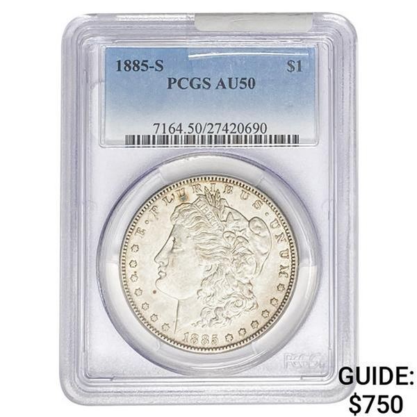 1885-S Morgan Silver Dollar PCGS AU50