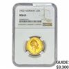 Image 1 : 1902 .25oz Gold Norway 20 Kroner NGC MS65