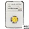 1891 $2.50 Gold Quarter Eagle NGC MS60 Double Die Rev