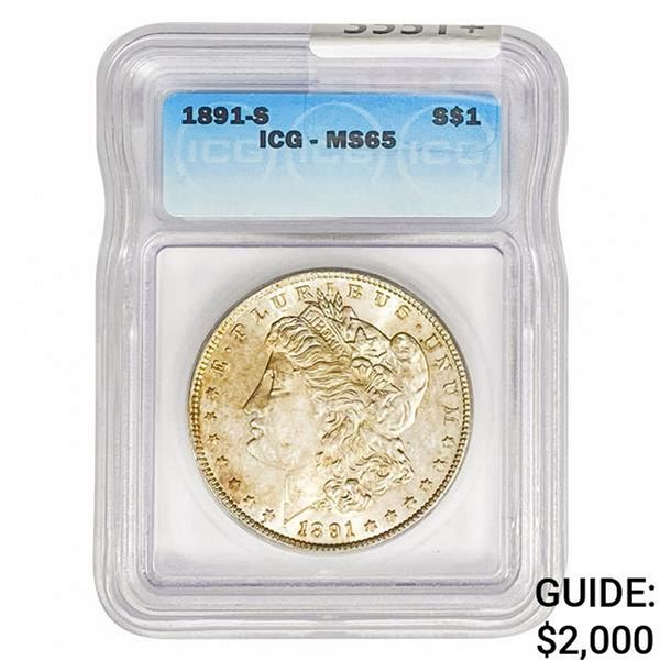 1891-S Morgan Silver Dollar ICG MS65