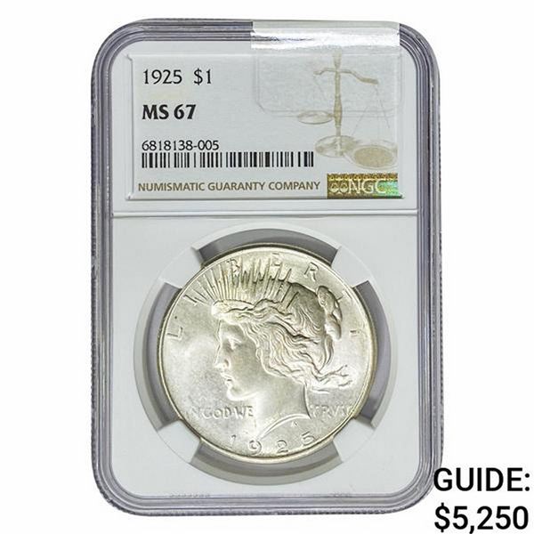 1925 Silver Peace Dollar NGC MS67