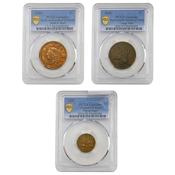 1835-1857 [3] U.S. Copper Certified Type Lot