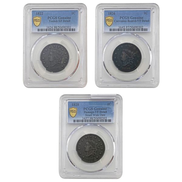 1822-1828 [3] U.S. Copper Certified Type Lot