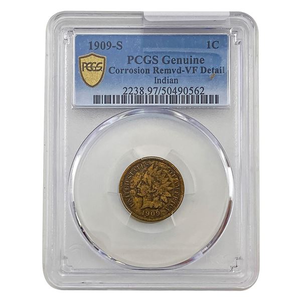 1909-S Indian Head Cent PCGS  VF Detail Corrosion Remvd