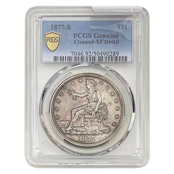 1877-S Silver Trade Dollar PCGS XF Detail Cleaned