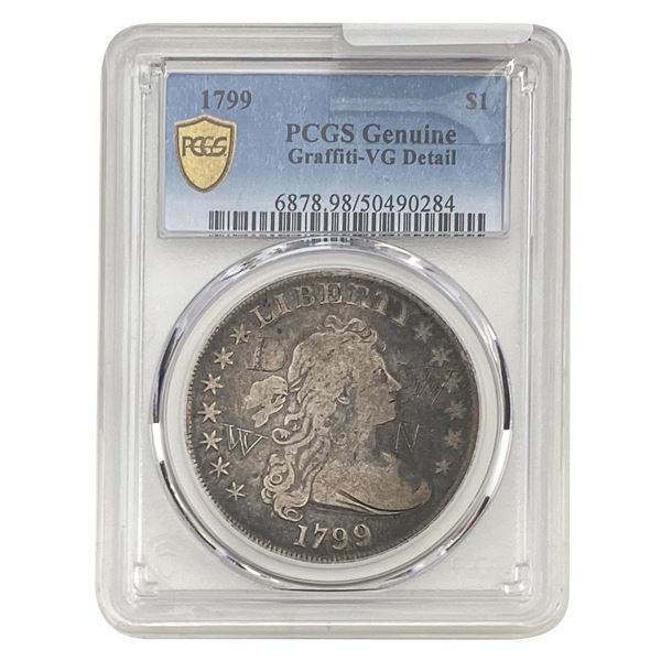 1799 Draped Bust Dollar PCGS VG Detail Graffiti