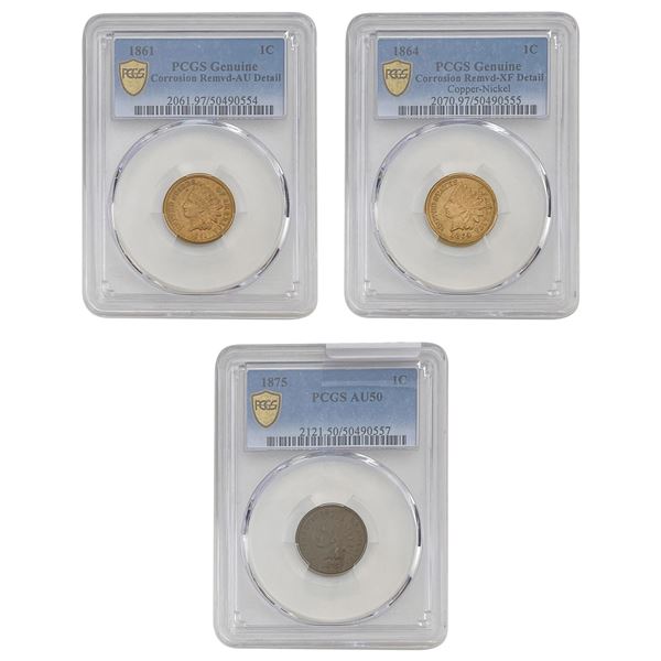 1861-1875 [3] Indian Head Cent PCGS XF-AU