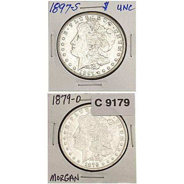 [2 Coins] 1879 O,S Morgan Silver Dollar  UNC
