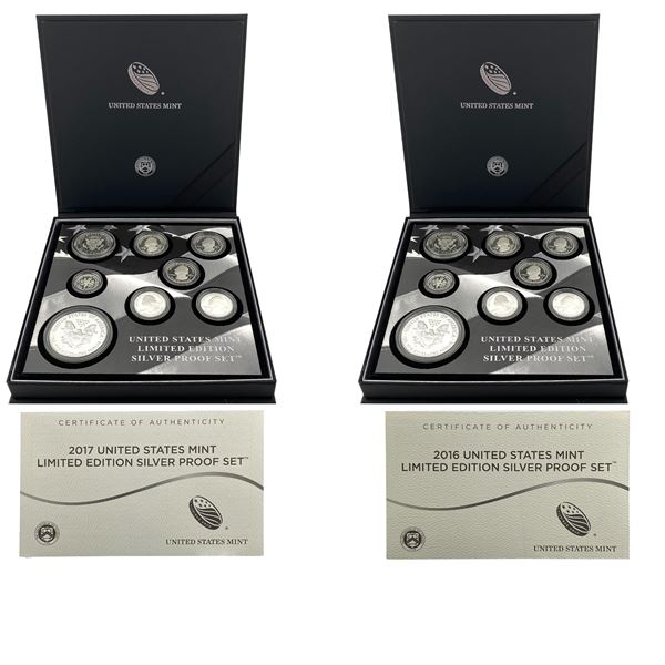 [16 Coins] 2016-2017 US Silver Proof Sets
