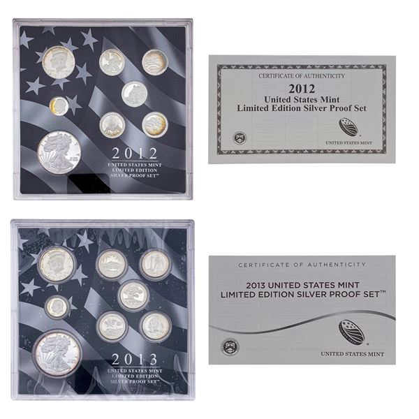 [16 Coins] 2012-2013 US Silver Proof Sets
