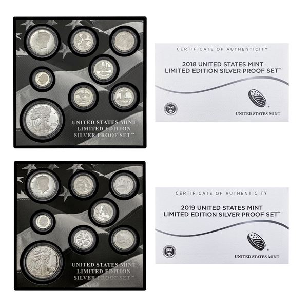 [16 Coins] 2018-2019 US Silver Proof Sets