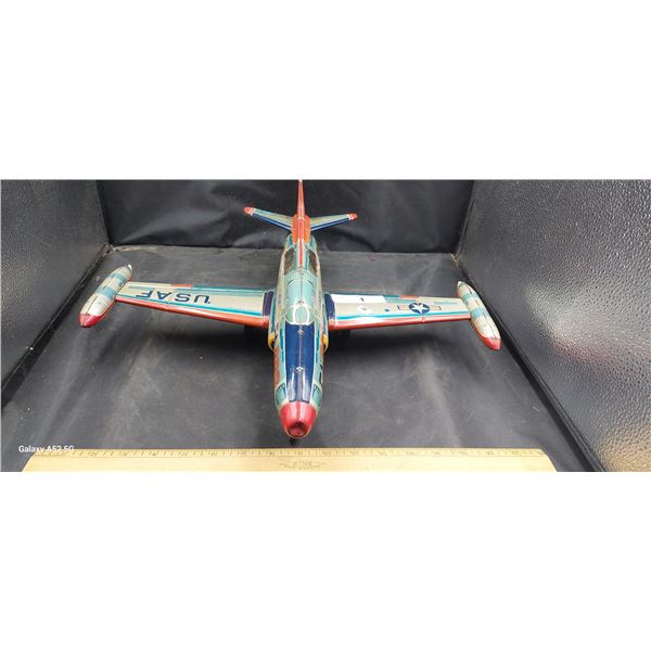 Tin Made in Japan Starfire USAF jet plane 18" wing span
