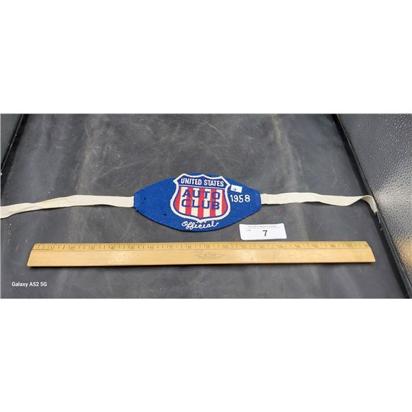 Original 1958 Indy 500 US Auto Club track official arm band