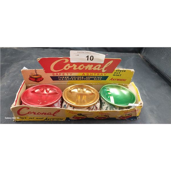 Vintage store display Coronal safety ashtrays, nice condition