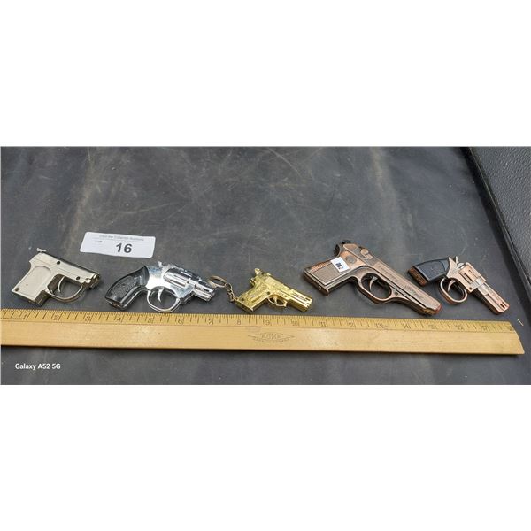 5 vintage pistol/gun lighters