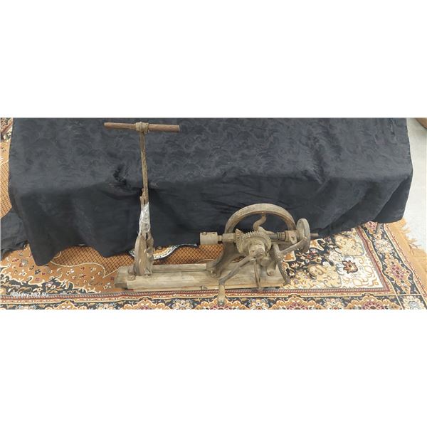 Antique hand crank drill press, vary heavy 30"