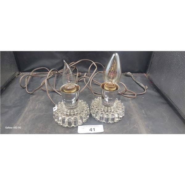 Pair of vintage crystal candle style lamps