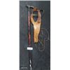 Vintage leather gun holster and carved walking stick