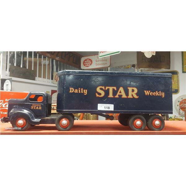 Vintage Minnitoy pressed steel semi Toronto Star 28"
