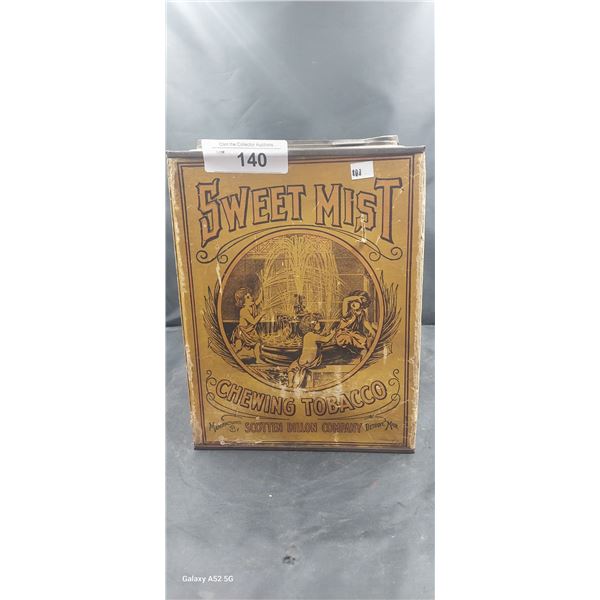Vintage Sweet Mist chewing tobacco humidor 10" tall