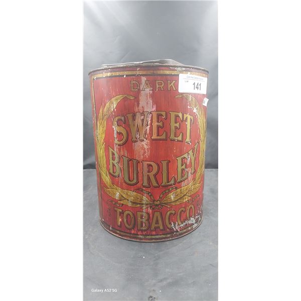 Sweet Burley Tobacco vintage tin 10" tall