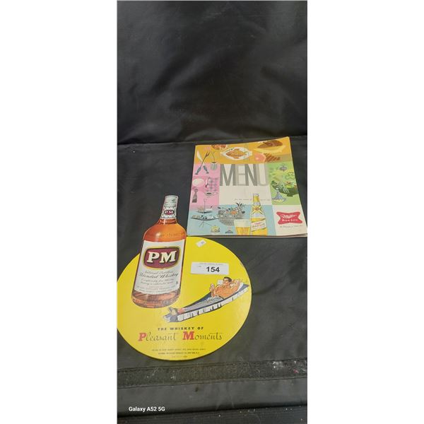 Vintage menu and cardboard sign