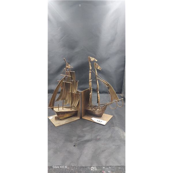 Pair of ship bookends