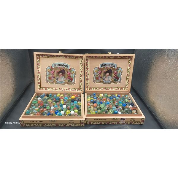 2 boxes of vintage marbles