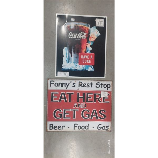 2 metal signs inc Coca-Cola