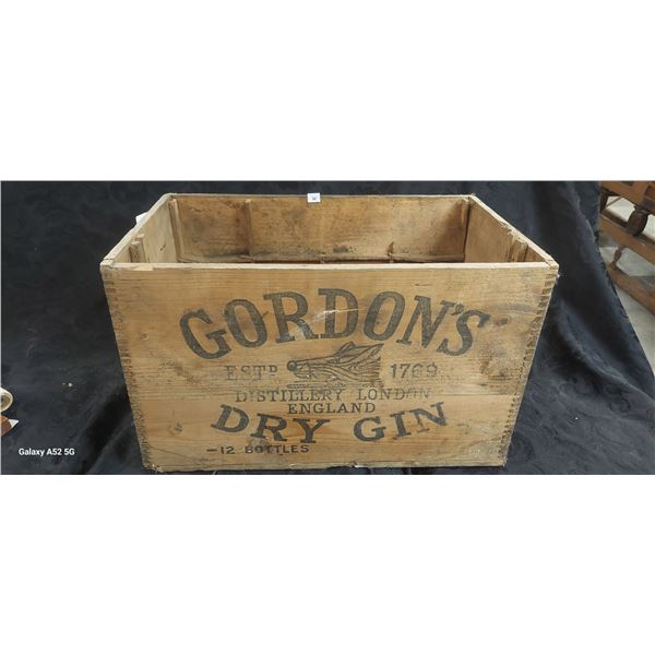 Vintage Gordon's Dry Gin wooden crate
