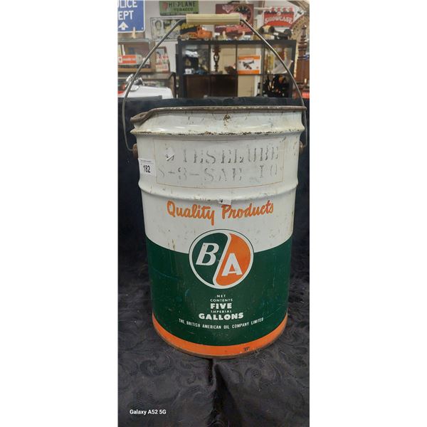 Vintage B/A 5 gallon oil pail