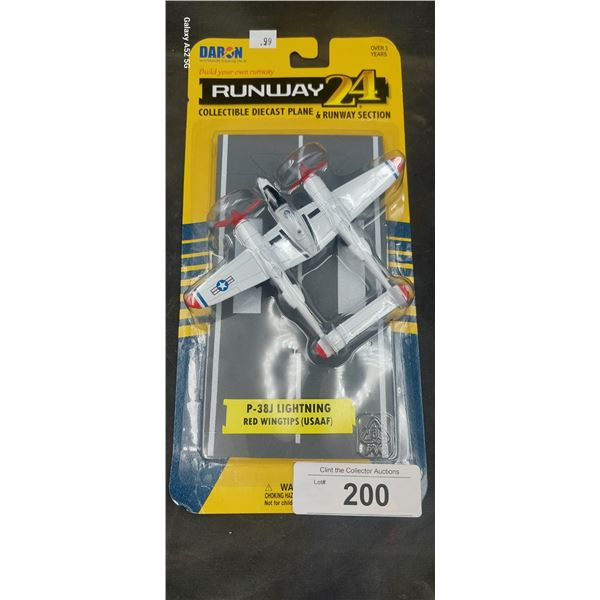 New in package collectable dis cast plane and runway section