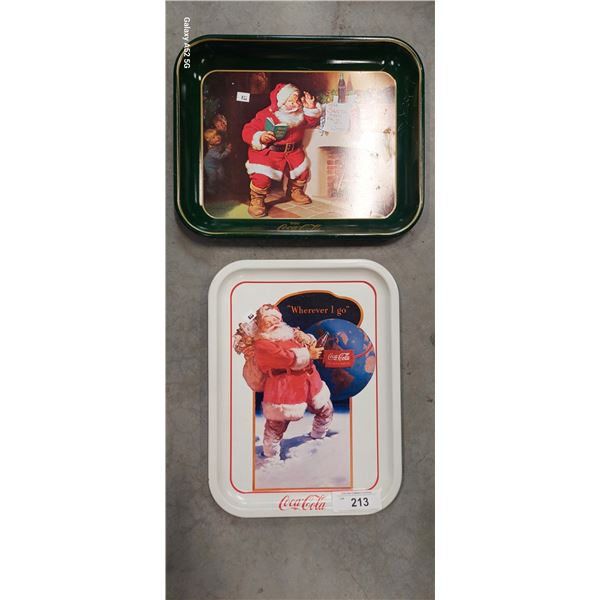 Pair of Santa Coca-Cola Coke trays
