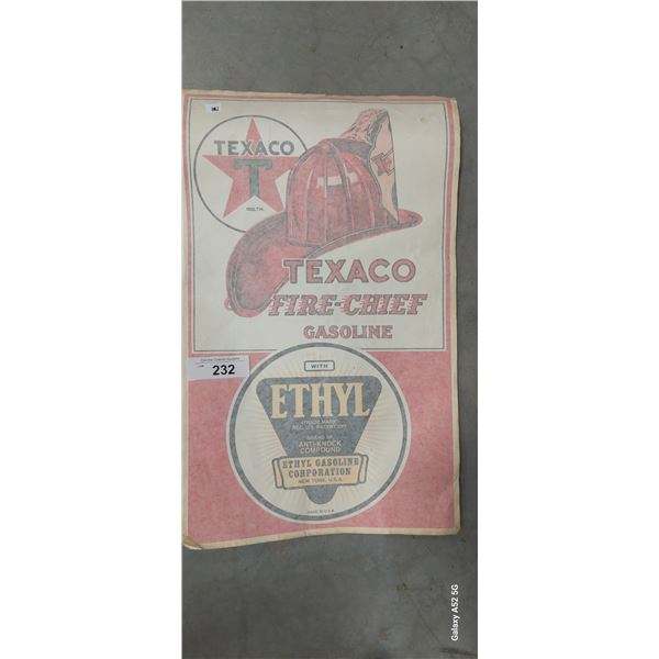 Texaco Fire Chief gasoline gas pump decal 13"x22"