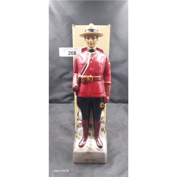 RCMP Mountie decanter w/box Canadian Mist 15"
