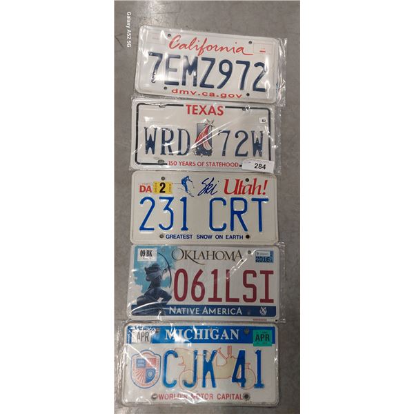 5 US license plates