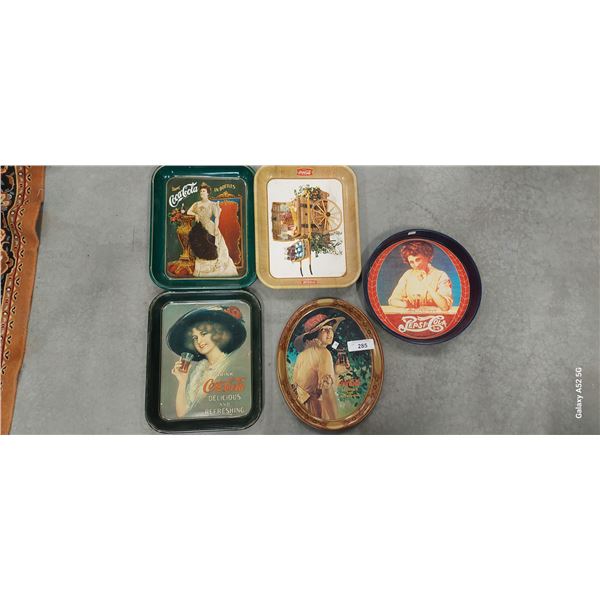 5 vintage Coca-Cola & Pepsi trays
