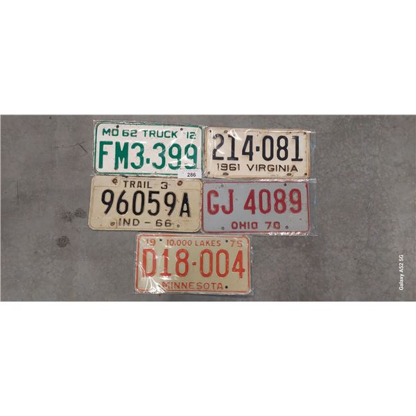 5 vintage US plates