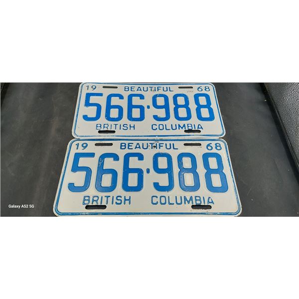 2 BC license plates 1968