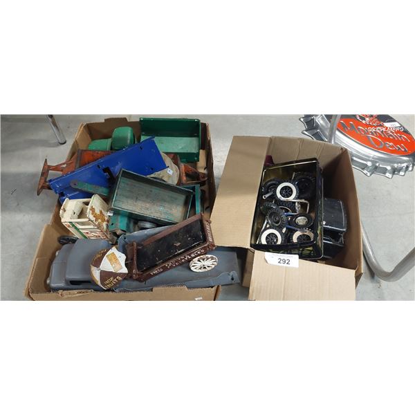 Large lot of misc vintage toy trucks and parts etc