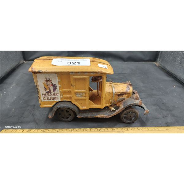 Vintage cast iron US Army mail truck