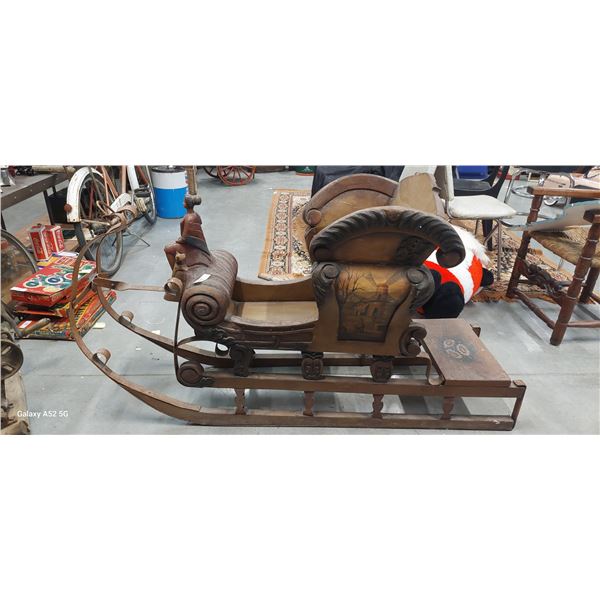 Beautiful large wooden and metal Christmas sleigh 5 feet long