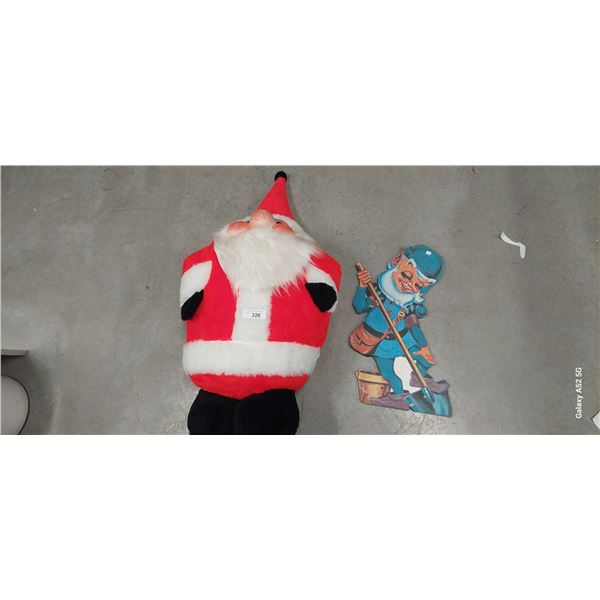 Large Stuffed Santa 26" with die cut wooden elf 24"