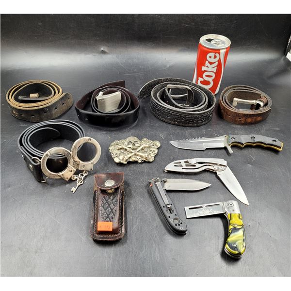 Belt/Buckles and Knife Lot