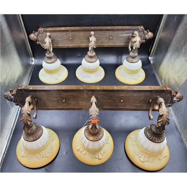 2 Metal & Glass Wall Sconces