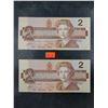 Image 1 : Mint Vintage Canadian $2 Bills