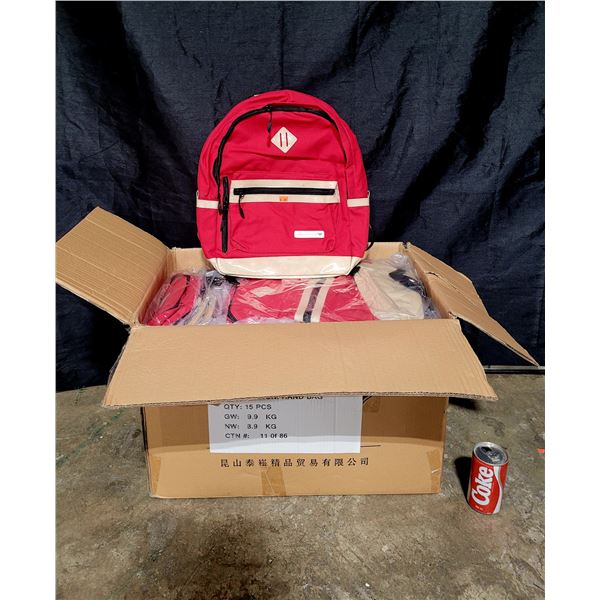 Box Of 15 Small Red Backpacks